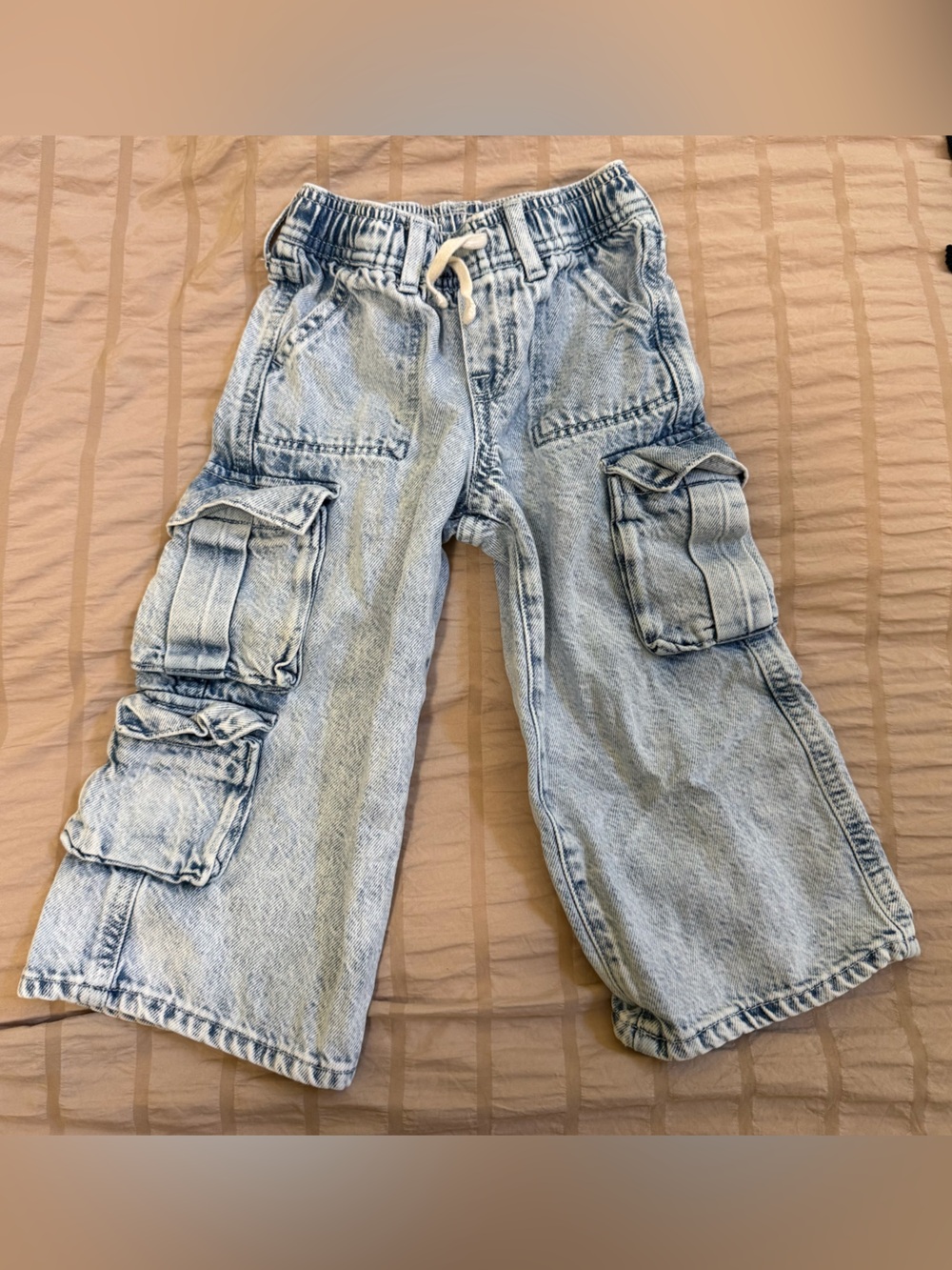GAP Kids Light Wash Cargo Jeans with Elastic Waist